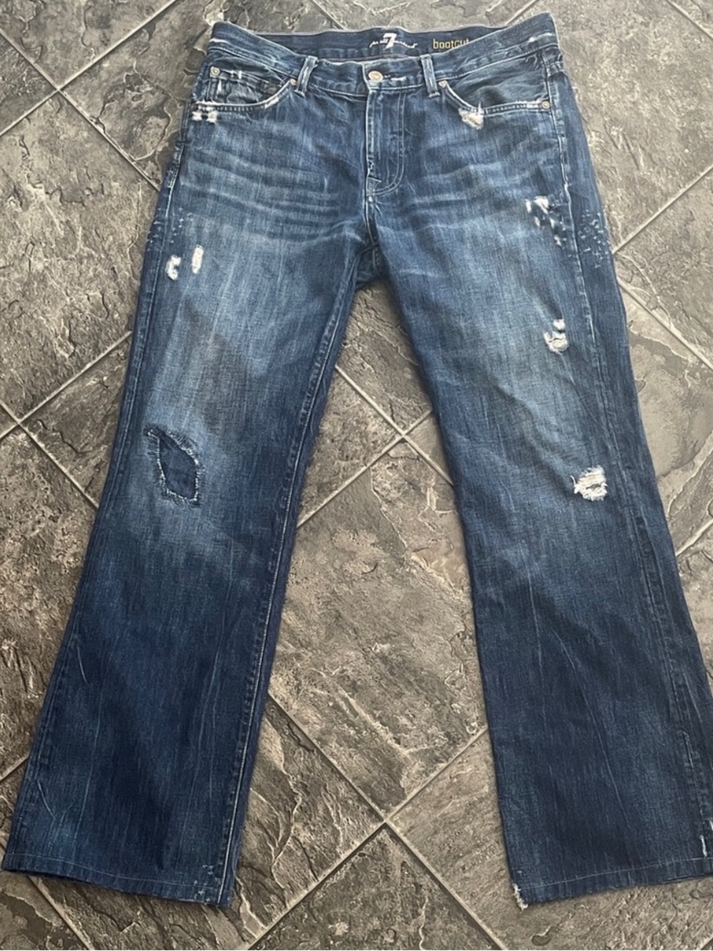 7 For All Mankind -  Distressed Tailorless Original Boot Cut Jeans